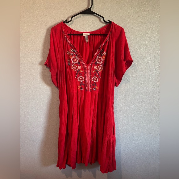 Knox Rose Dresses & Skirts - Knox Rose Red Embroidered Mini Dress